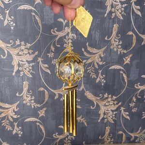 Vintage Estate 24K Gold Plated with Austrian Crystals Wind Chime Suncatcher